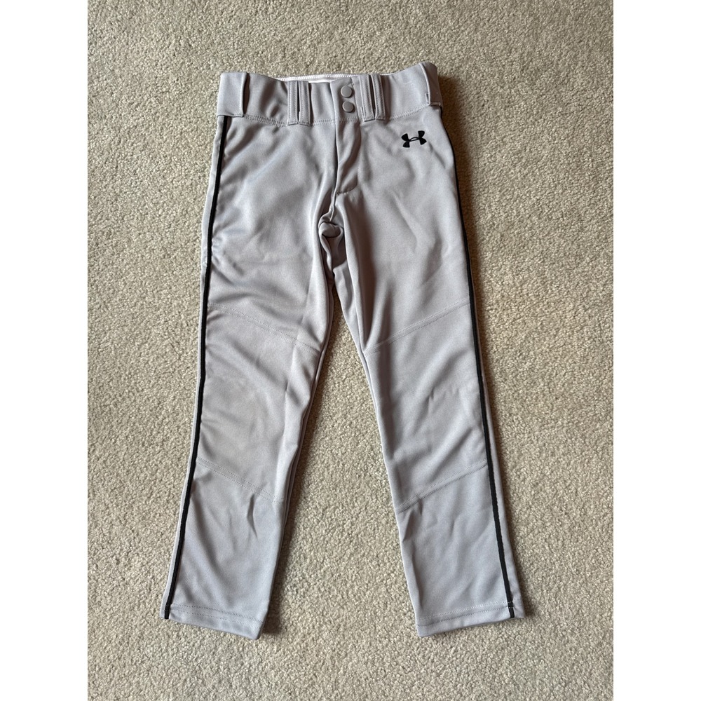 Under Armour Youth Small Baseball Pants Gray Black Piping YSM Athletic Trousers